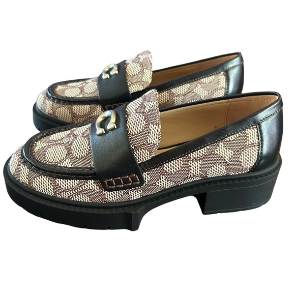 Coach Leah Textile Jacquard Loafer Cocoa Black NEW Size 5.5 - Picture 3 of 11